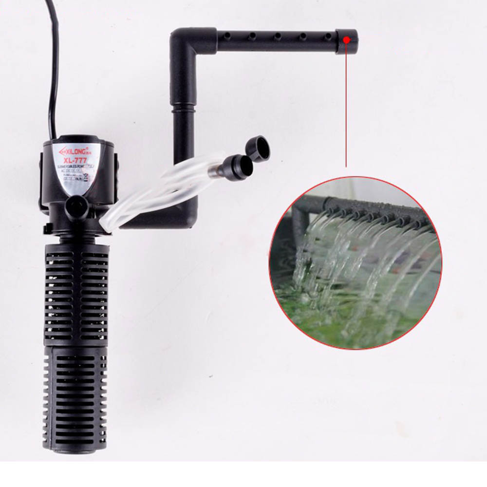 3 In 1 Silent Aquarium Filter Submersible Oxygen Internal Pump Sponge Water With Rain Spray