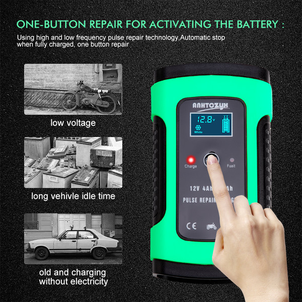 12V 6A Full Automatic Car Battery Charger Power Pulse Repair Wet Dry Lead Acid Digital LCD Display