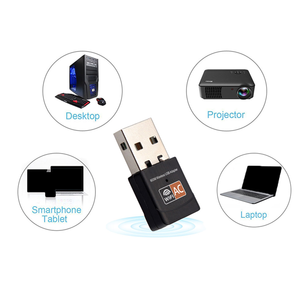 600Mbps USB WiFi Adapter 2.4/5GHz Antenna PC Mini Wireless Computer Network Card Receiver Dual Band