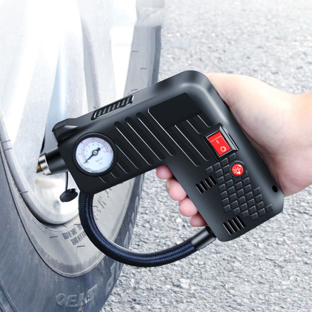 Electric Portable Air Compressor Pump Small Tire Inflator DC 12V 100 PSI Tyre Pressure Monitor
