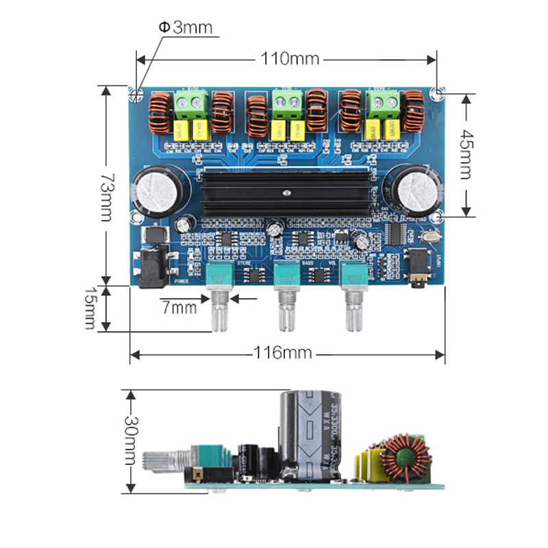 Bluetooth 5.0 TPA3116D2 Digital Power Amplifier Board 2.1 Channel 2*50W+100W Stereo Class D Bass