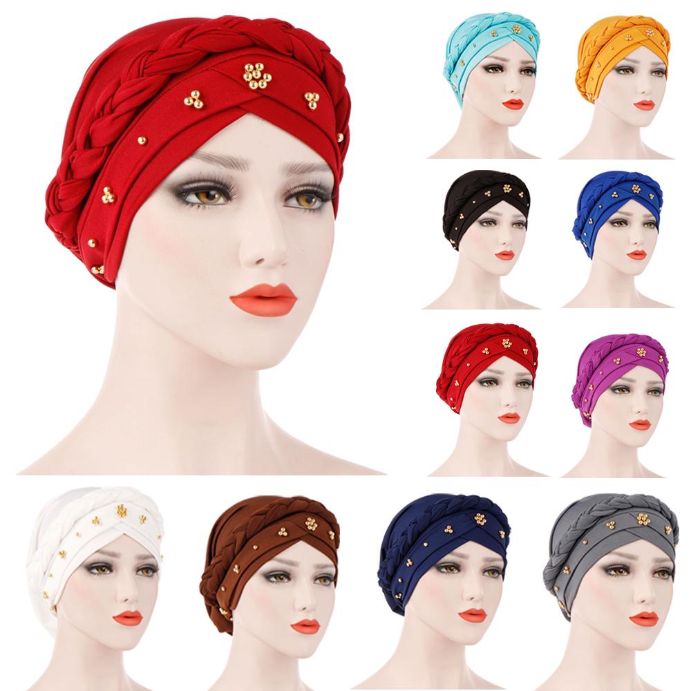 women hat muslim braid head scarf turban head wrap ramadan hair loss islamic headwear arab fashion