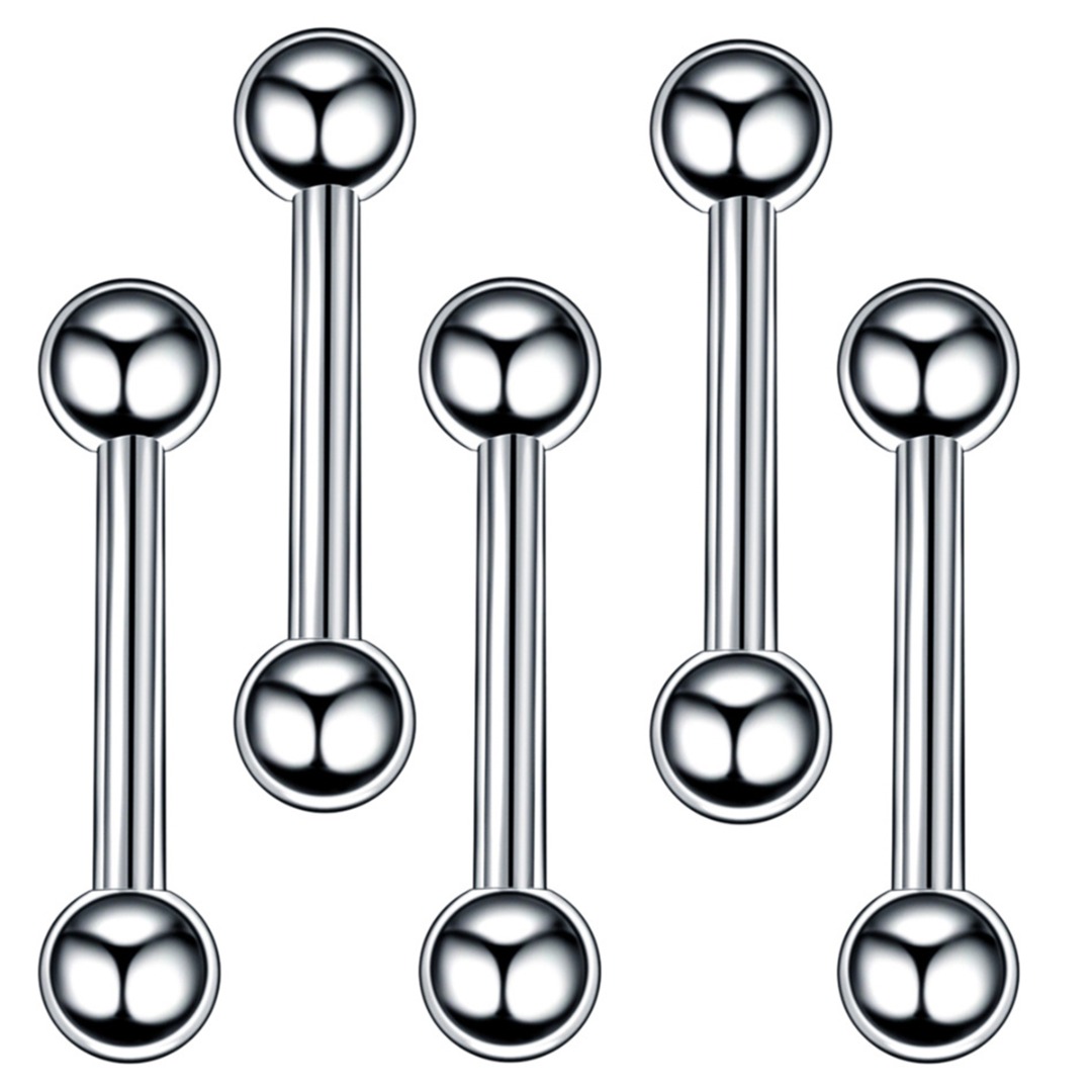60pcs 6/8/10mm Mix Stainless Steel Ear Nose Lip Tongue Ring Unisex Hip Hop Body Piercing Jewelry