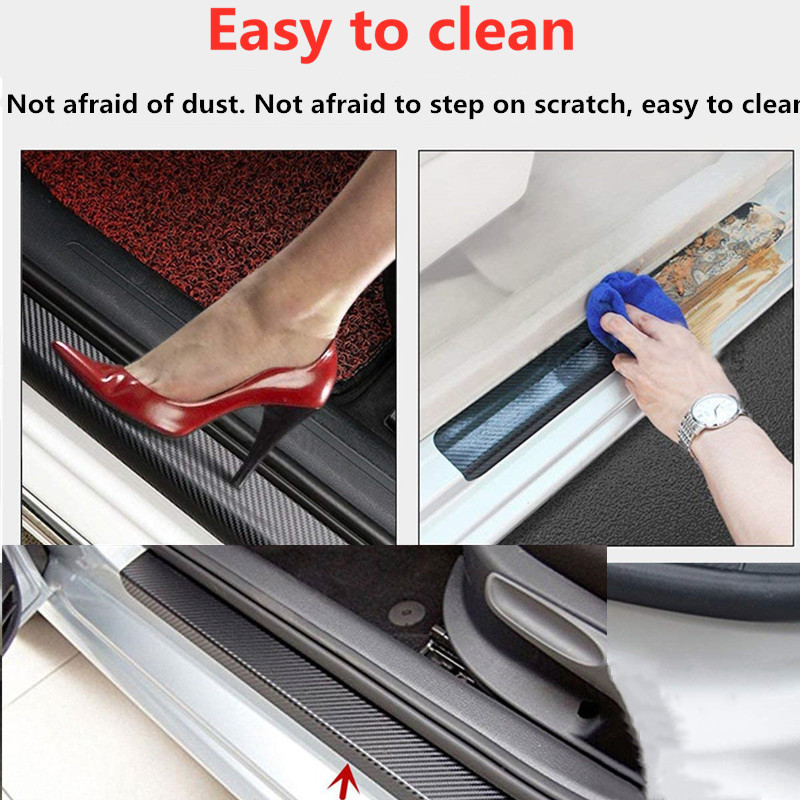 Car Stickers Universal Sill Scuff Anti Scratch Carbon Fiber Auto Door Sticker Decals Car Accessorie