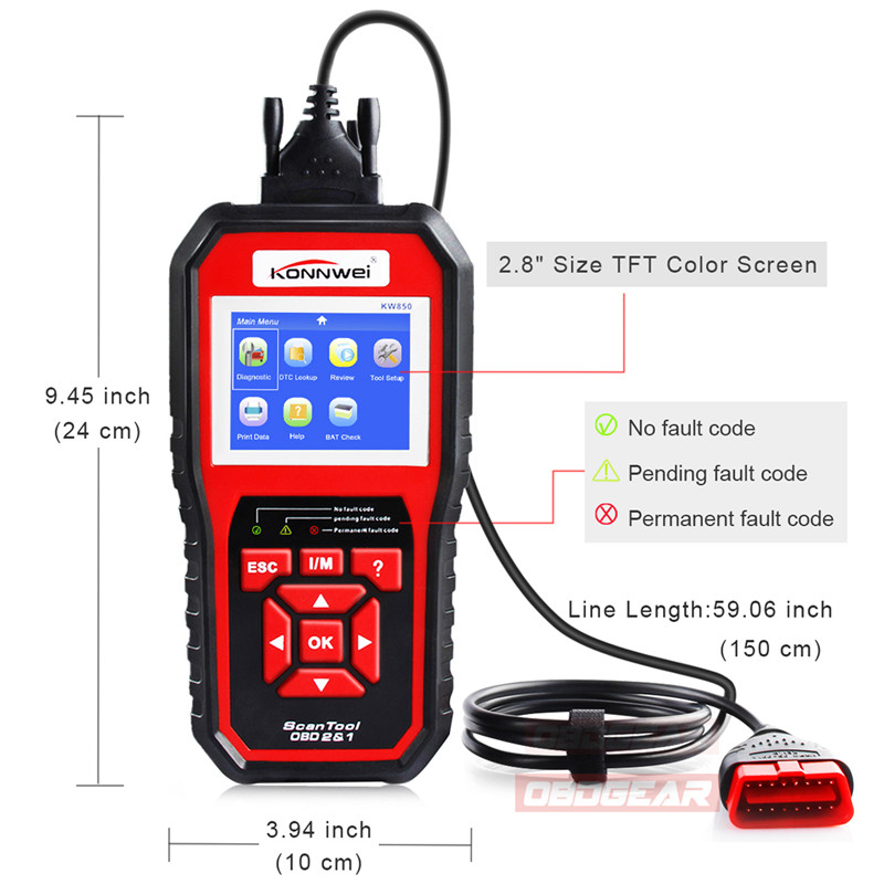 Best OBD 2 Autoscanner OBD2 Scanner KONNWEI KW850 Full ODB2 Scanner