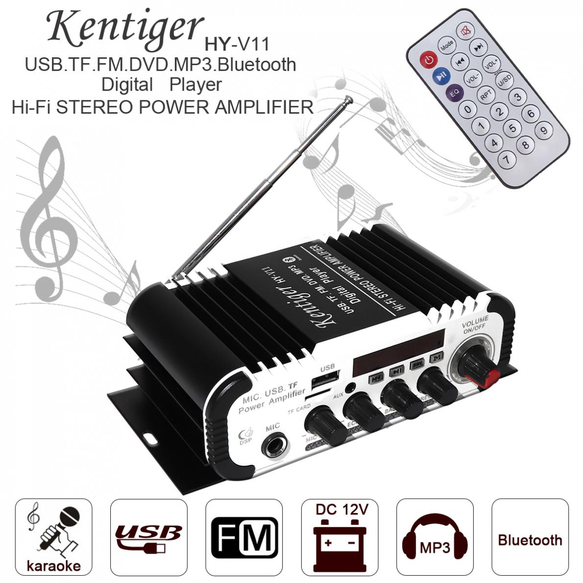 V11 2CH Universal HI-FI Bluetooth Car Audio Power Amplifier DC12V5A Auto FM Radio Player