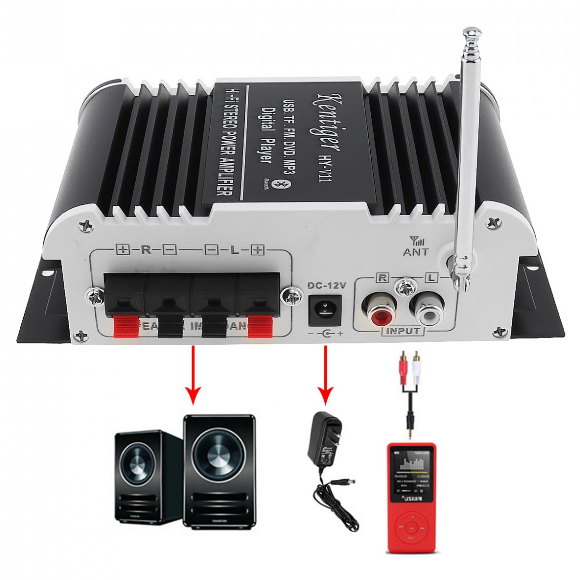 V11 2CH Universal HI-FI Bluetooth Car Audio Power Amplifier DC12V5A Auto FM Radio Player