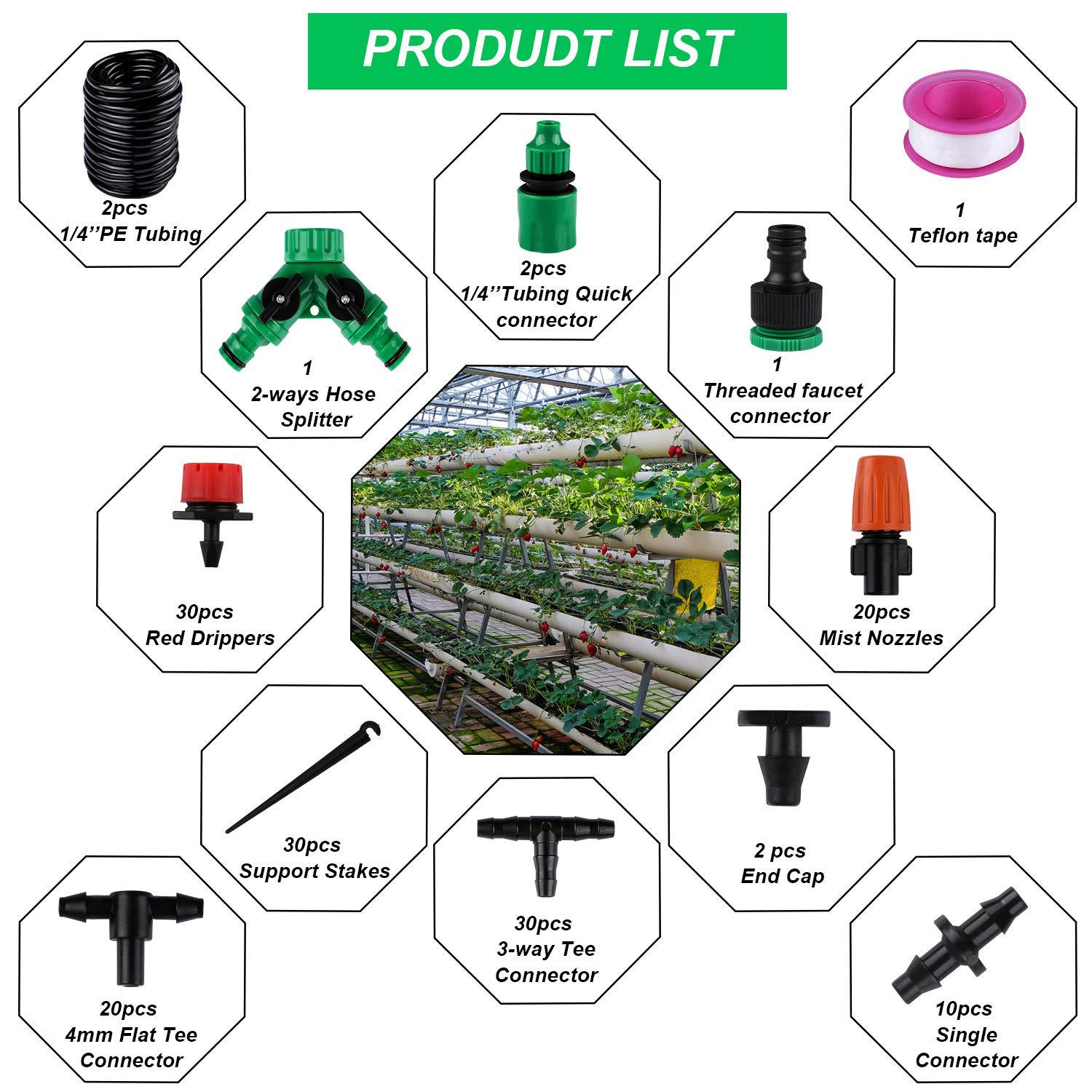 149Pcs+30m Automatic Micro Drip Irrigation System Garden Spray Self Watering Kit Adjustable Dripper