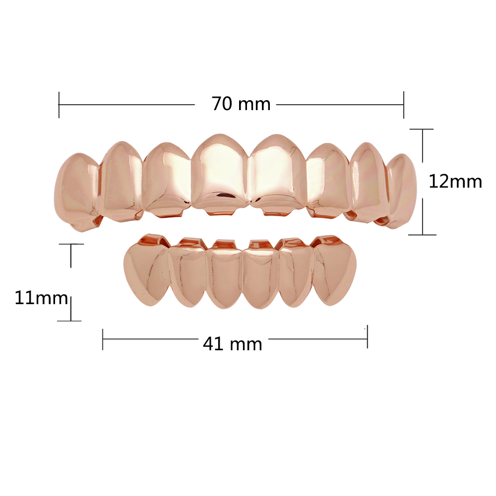 Gold Teeth Grillz Top Bottom Dental Tooth Halloween Vampire Teeth Caps Cosply Jewelry For Rapper