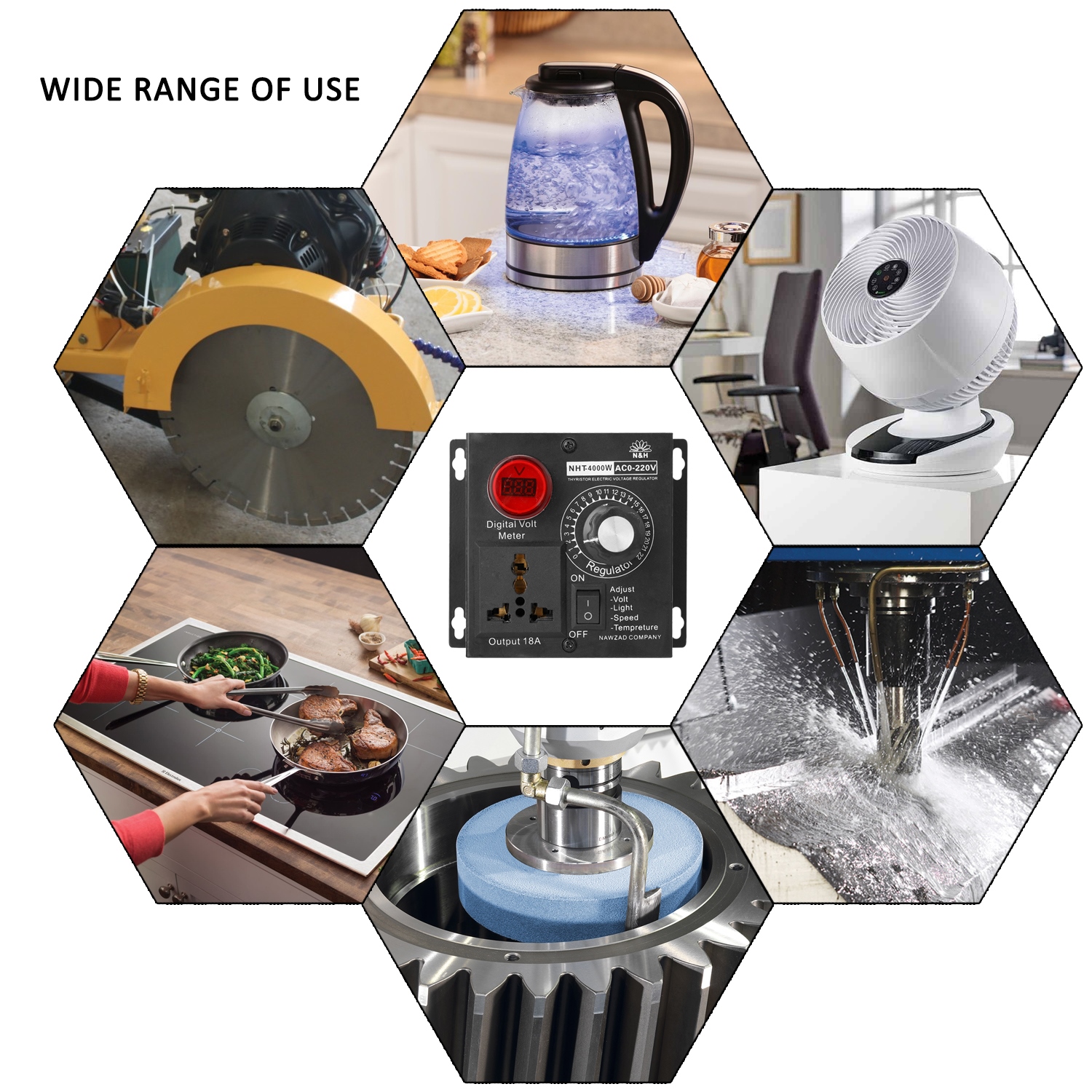 Variable Voltage Controller AC 220V 4000W Speed Temperature Adjuatable Dimmer Transformator