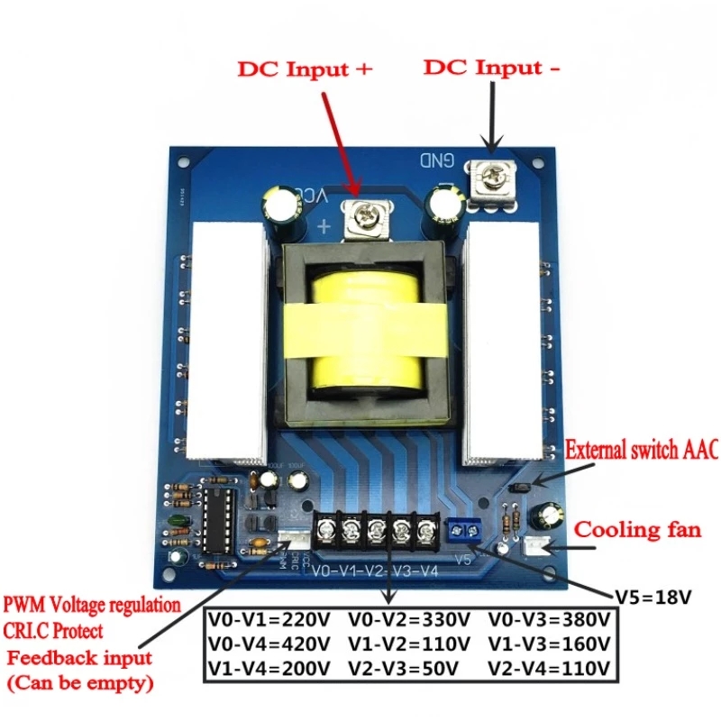 Step UP Power Module 1000W DC 12V 24V to AC 110V 220V 380V Inverter Module Converter Booster Module
