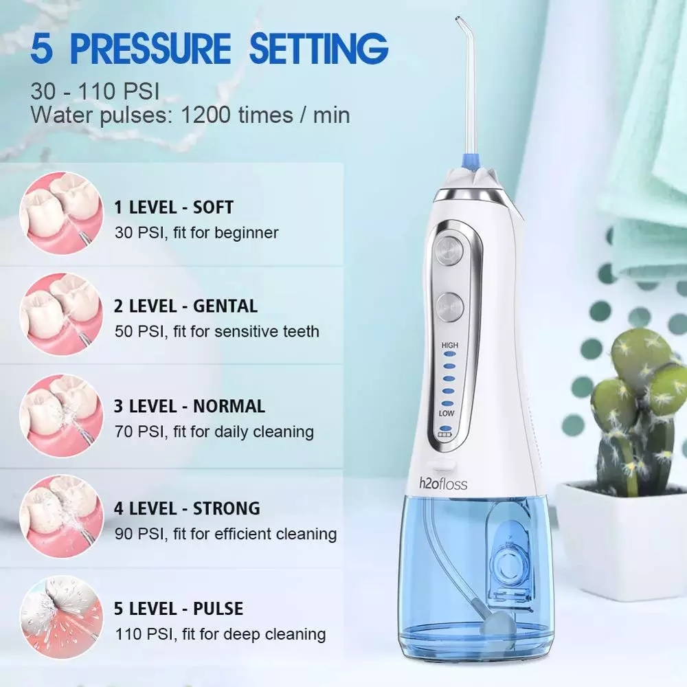 5 Modes Oral Irrigator USB Rechargeable Portable Dental Water Flosser 300ml Teeth Cleaner+5 Jet