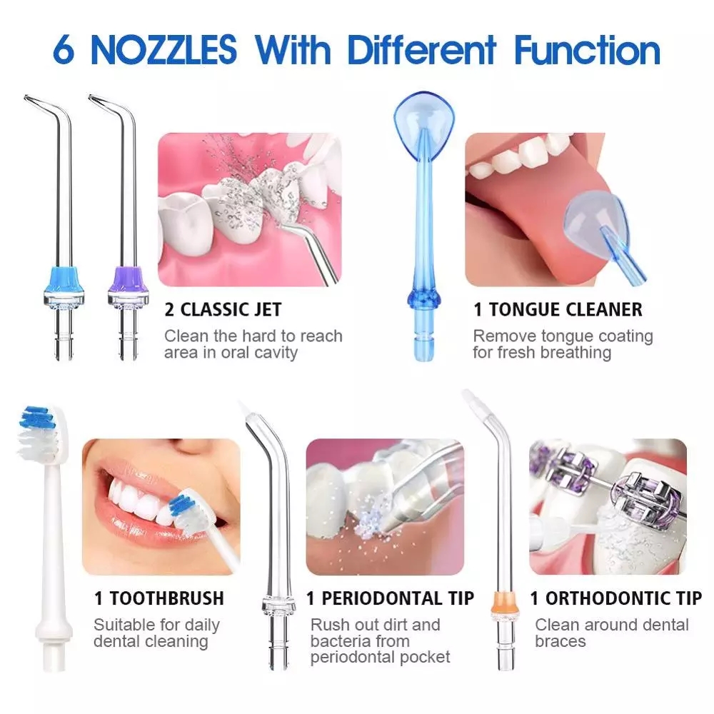 5 Modes Oral Irrigator USB Rechargeable Portable Dental Water Flosser 300ml Teeth Cleaner+5 Jet