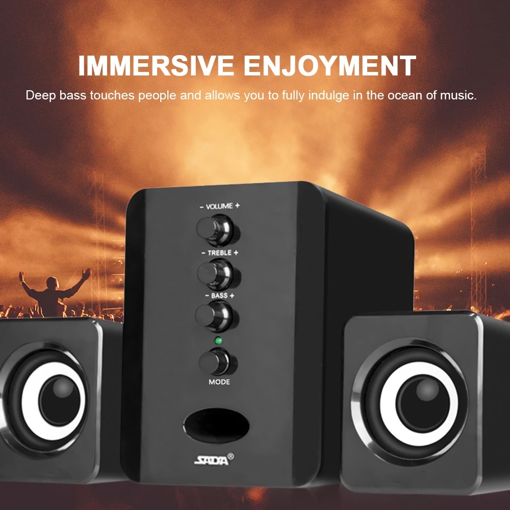 SADA D-202 USB Wired Combination Speakers Computer Bass Stereo Music Player Subwoofer Sound Box