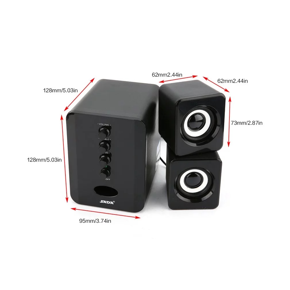 SADA D-202 USB Wired Combination Speakers Computer Bass Stereo Music Player Subwoofer Sound Box