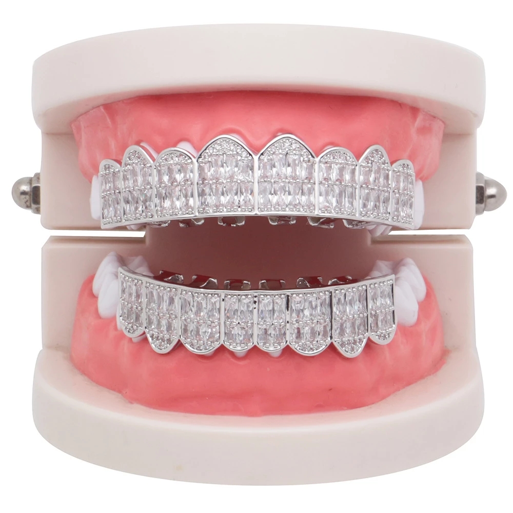 Hip Hop Tooth Grillz Top &amp; Bottom Grill Cap for Halloween Bling Jewelry Custom Design Fake