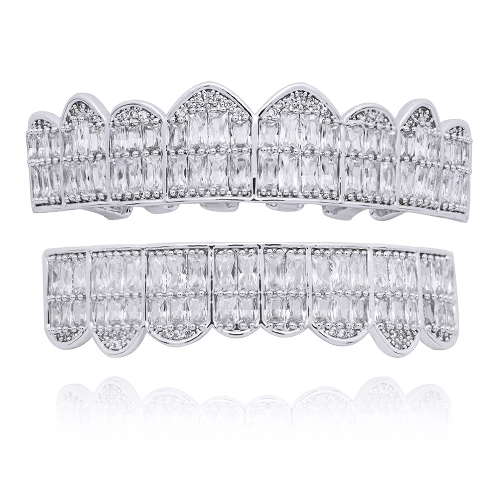 Hip Hop Tooth Grillz Top &amp; Bottom Grill Cap for Halloween Bling Jewelry Custom Design Fake