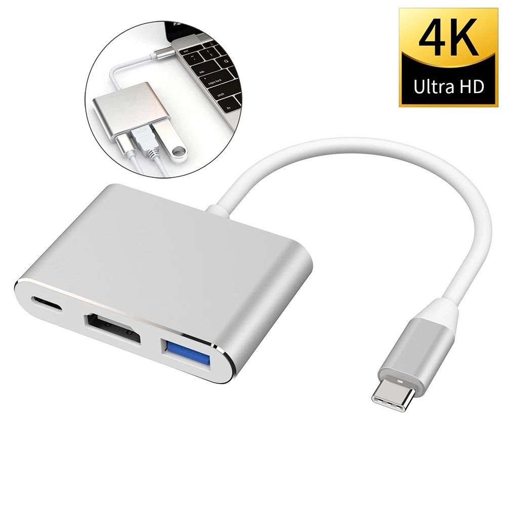 USB-C To HDMI 3 in 1 Cable Converter  Mac NS Usb 3.1 Type C To HDMI 4K Adapter Cable