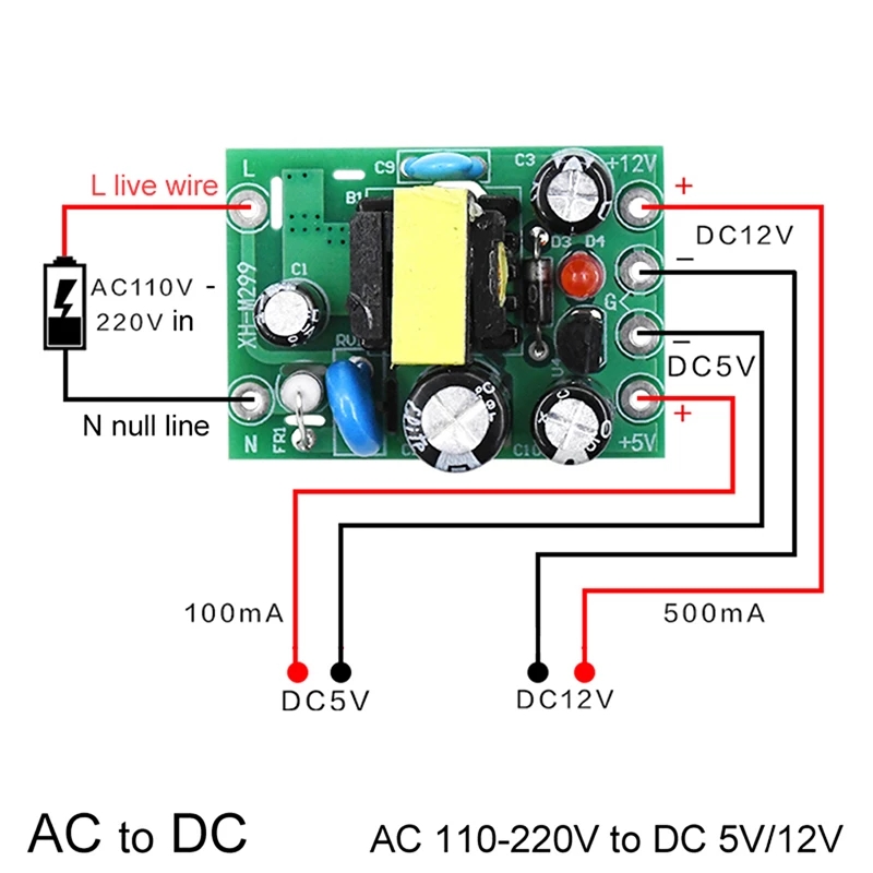 XH-M299 Mini AC-DC Converter AC 110V 220V To DC 12V 0.2A+5V Module Board Wholesale