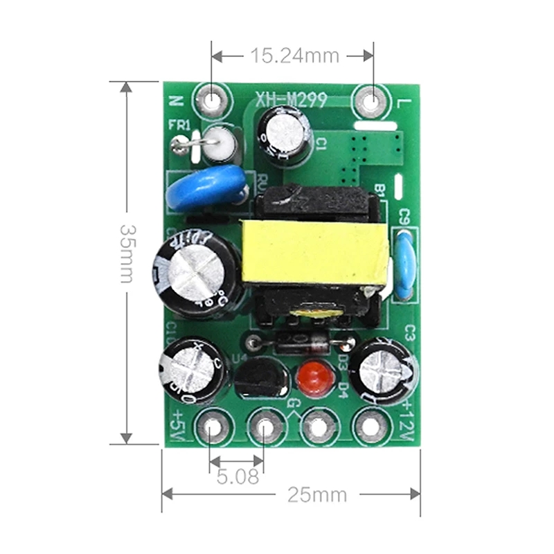 XH-M299 Mini AC-DC Converter AC 110V 220V To DC 12V 0.2A+5V Module Board Wholesale