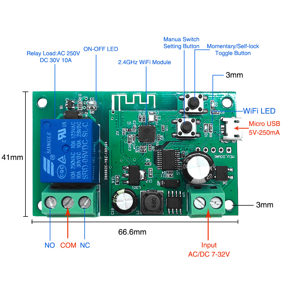 Smart life APP WiFi Wireless Relay Module Single-way Inching Switch Remote Control Access contr Work