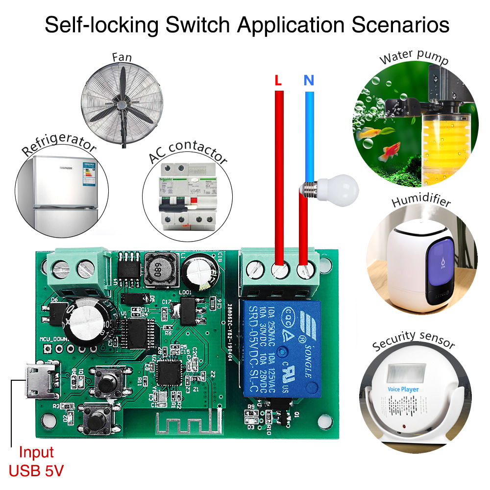 Smart life APP WiFi Wireless Relay Module Single-way Inching Switch Remote Control Access contr Work