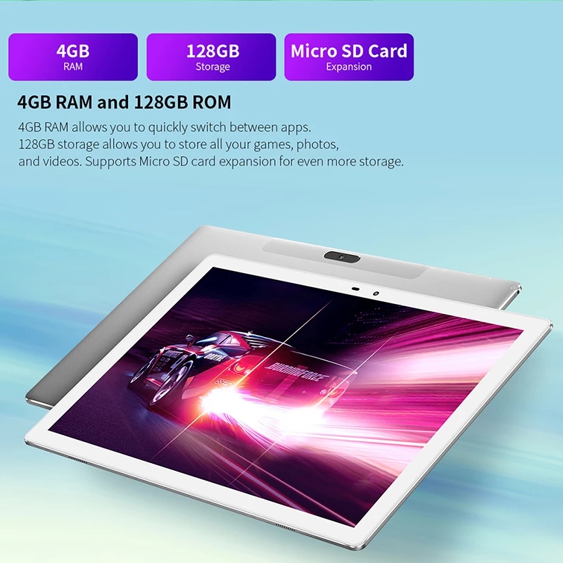 10.1 Inch Tablet 8 Core 4G Call Android 10.0 Phablet 1920x1200 IPS 4GB RAM 128GB ROM Tablets PC Dual