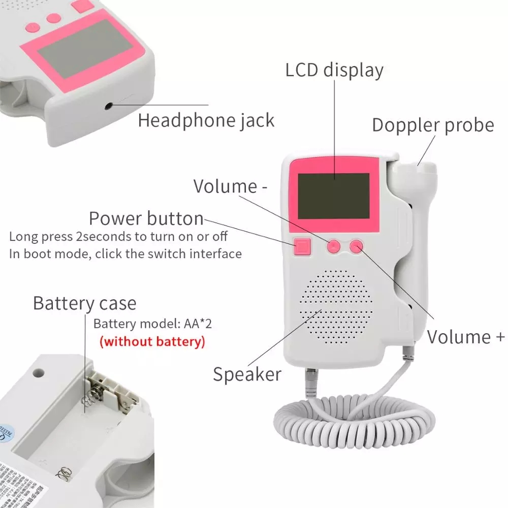 Doppler Fetal Heart rate Monitor Home Pregnancy Baby Fetal Sound Heart Rate Detector LCD Display