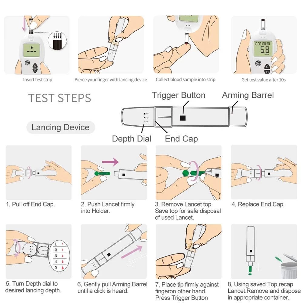 blood glucose test strips Suitable for Safe Accu with Lancets Blood Sugar Detection Glucometer