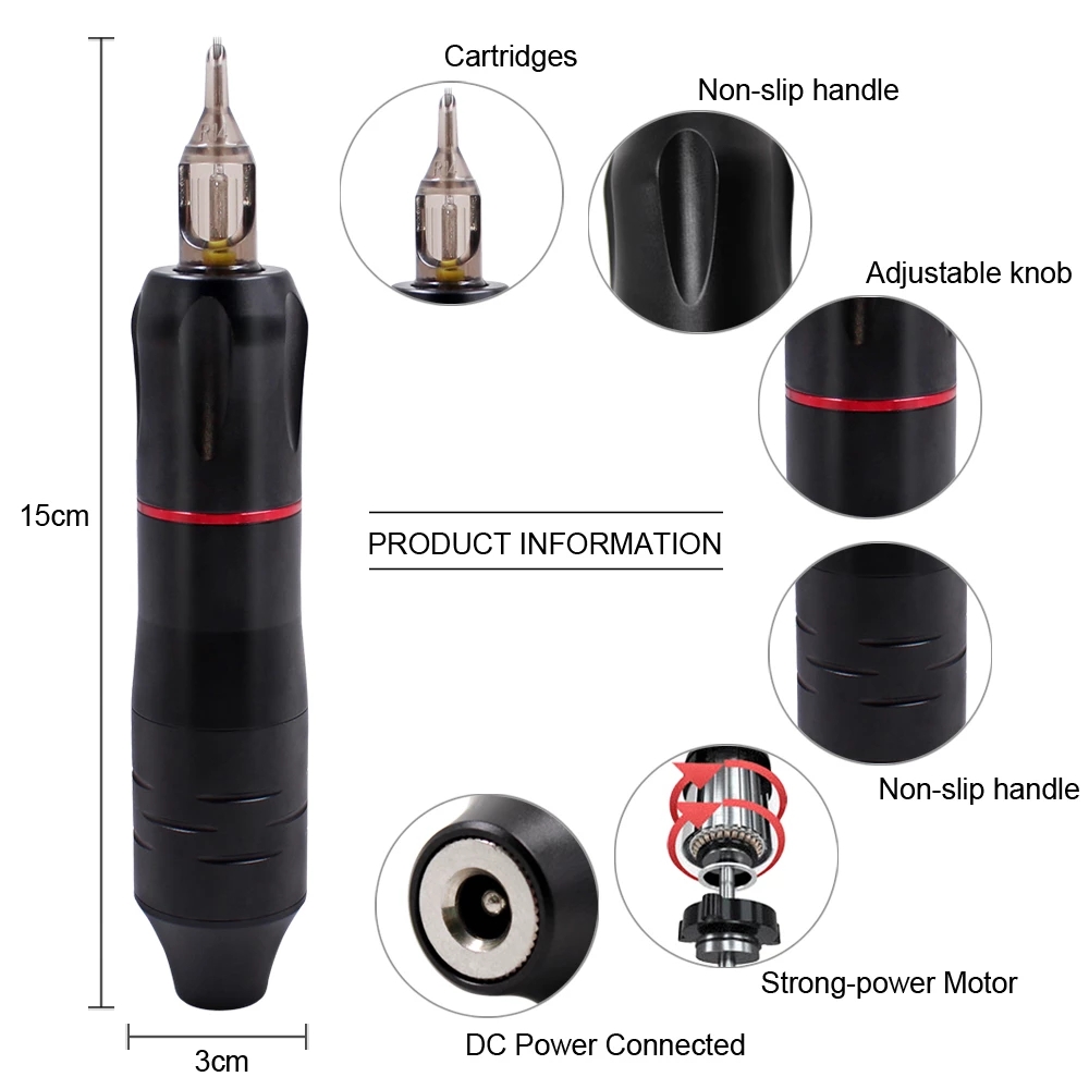Tattoo Machine Kit Tattoo Pen Machine with Wireless Tattoo Power Supply Cartridge Needles Complete