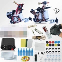 Beginner Complete Tattoo Kit 2 Machines Gun Set Power Supply Grips Body Art Tools Permanent Makeup Tattoo set as picture as picture