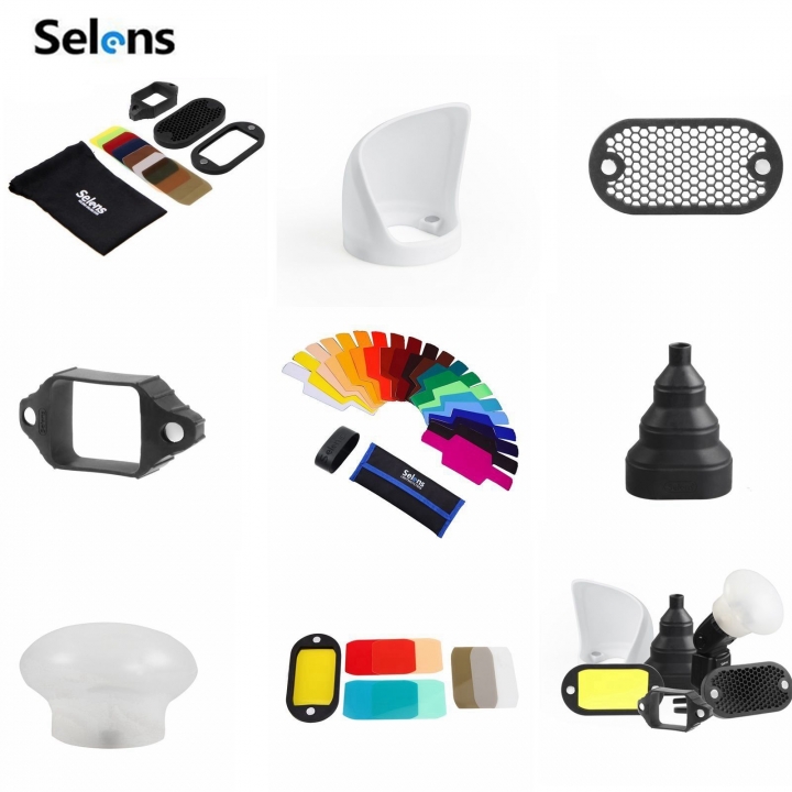 Selens Universal Magnetic Flash Modifier System, Gels Filter, Diffuser, Bounce, Grip, Snoot