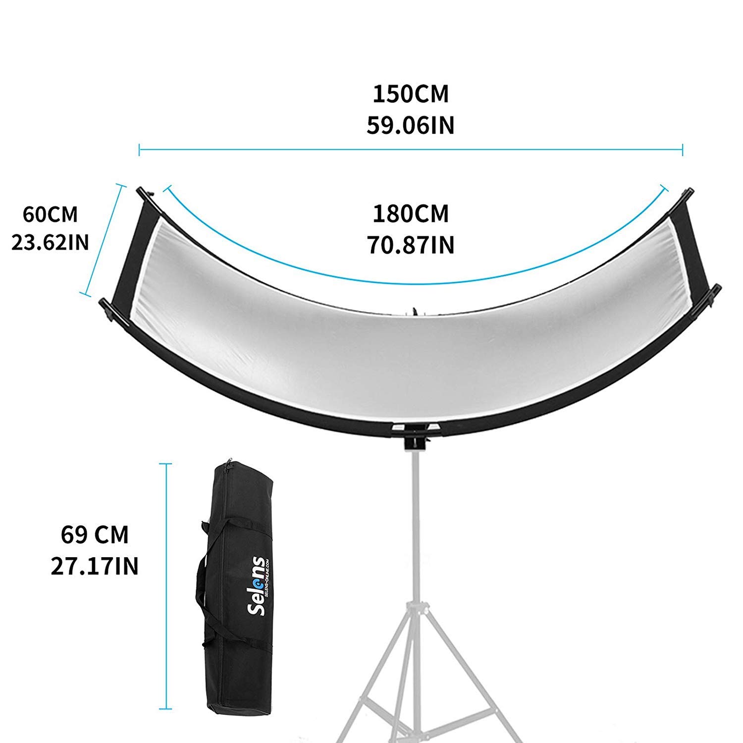 Selens Photography Light Reflector and Diffusers 4 In 1 Curved Reflectors for Photo Studio Lighting
