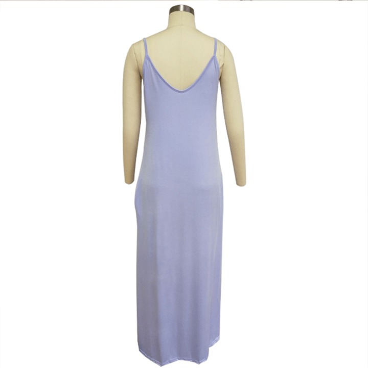 women casual leisure strap dress sleeveless maxi dress pocket loose summer holiday long dress