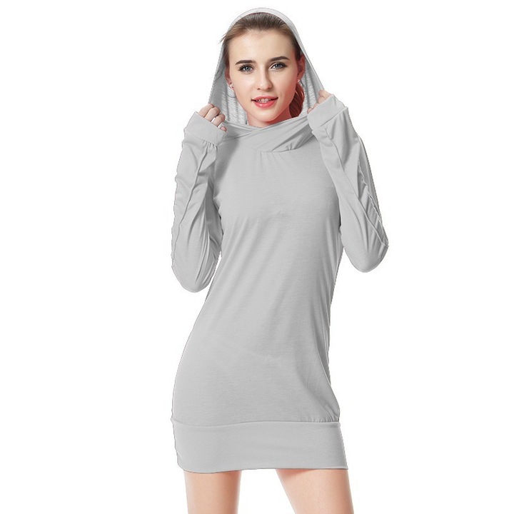 women new spring autumn hooded dress lady long sleeve spring autumn short pure color mini dress