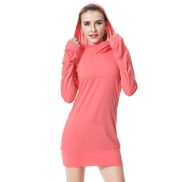 women new spring autumn hooded dress lady long sleeve spring autumn short pure color mini dress
