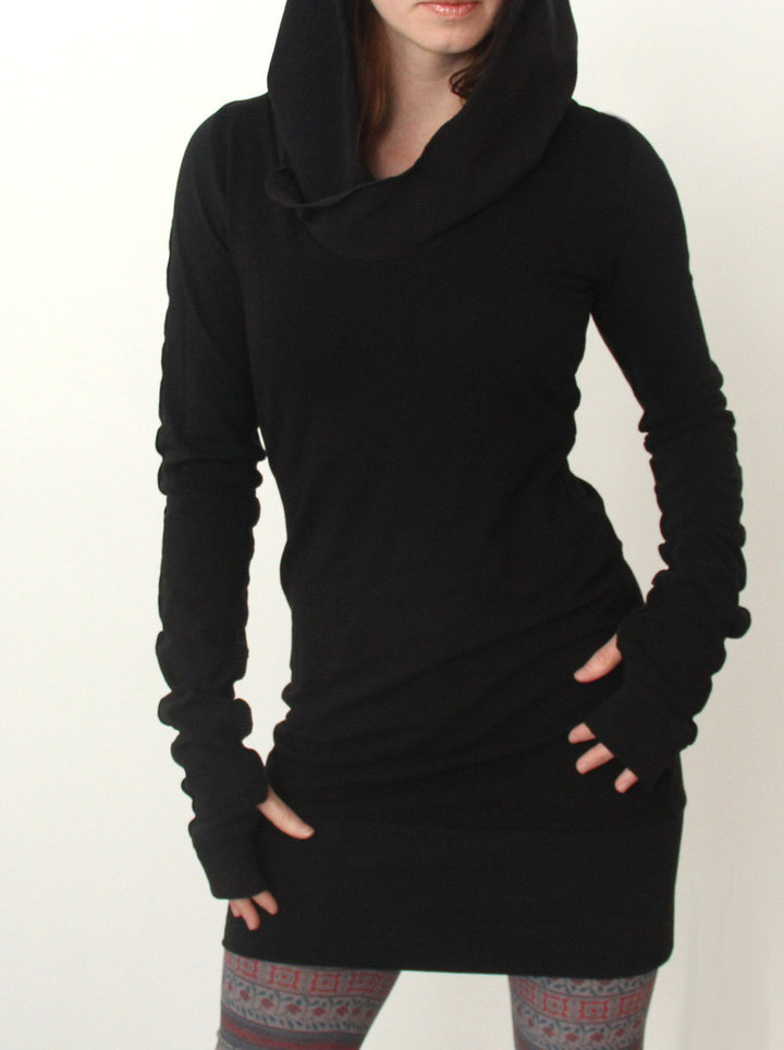 women new spring autumn hooded dress lady long sleeve spring autumn short pure color mini dress