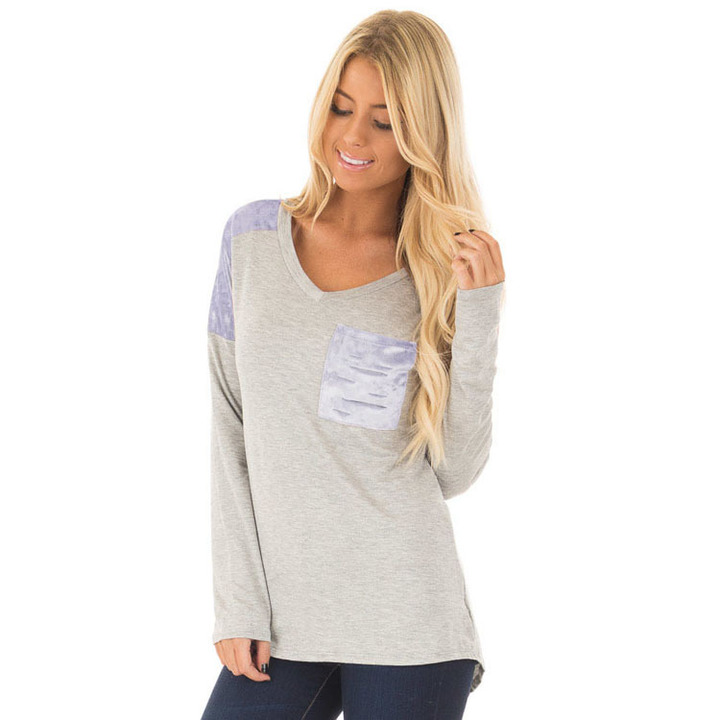 women new autumn spring t shirt v neck long sleeve t shirt tops casual simple style top t shirt