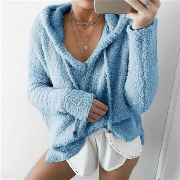 new spring autumn tops hoodied blouse lady holiday casual pure color blouse hoodied tops plus size