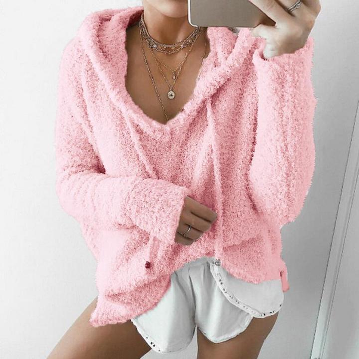 new spring autumn tops hoodied blouse lady holiday casual pure color blouse hoodied tops plus size