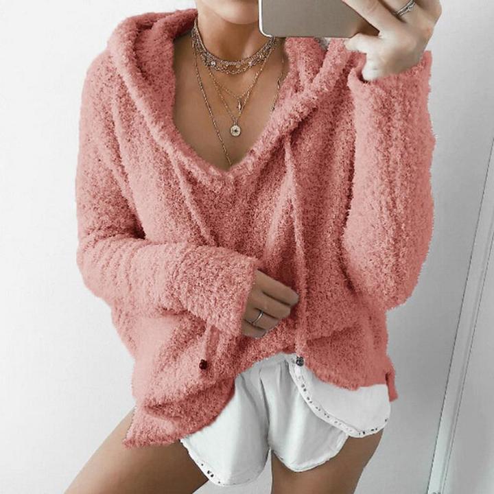 new spring autumn tops hoodied blouse lady holiday casual pure color blouse hoodied tops plus size
