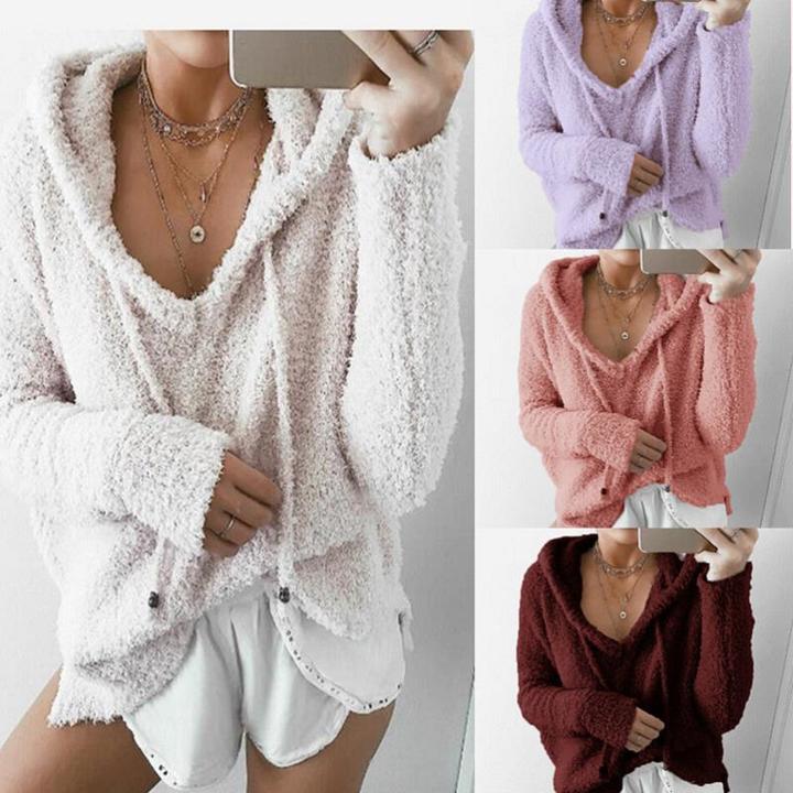 new spring autumn tops hoodied blouse lady holiday casual pure color blouse hoodied tops plus size