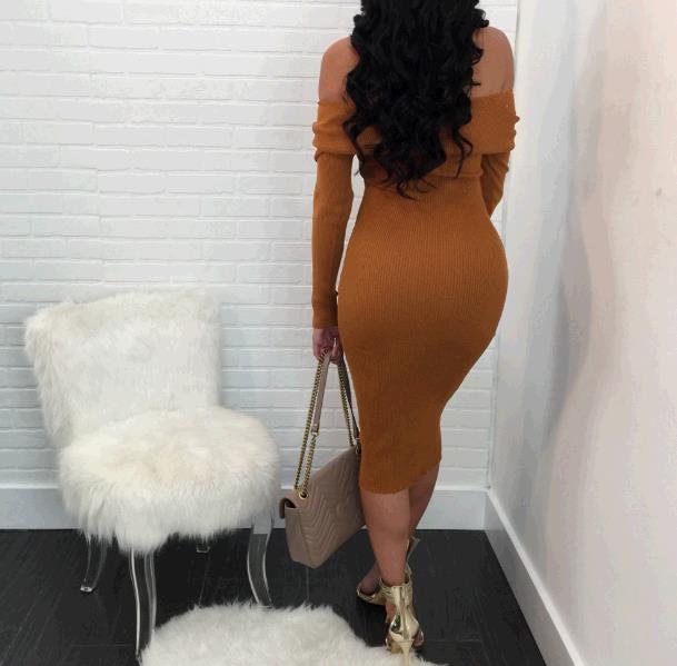 new women sexy bandage slash neck dress lady casual midi dress night evening party bodycon dress