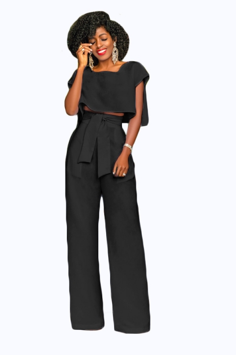 women sexy Leggings o-neck short tops full length pant two piece set wide leg pants trousers set