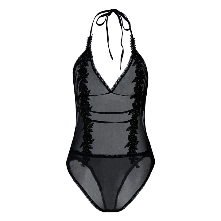 Sexy lingerie deep V lace yarn splicing pants playsuit night club evening party leisure jumpsuit