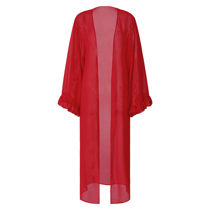 women sexy Long sleeve cardigan sunscreen clothing lace bikinis chiffon swimsuit party swimsuit