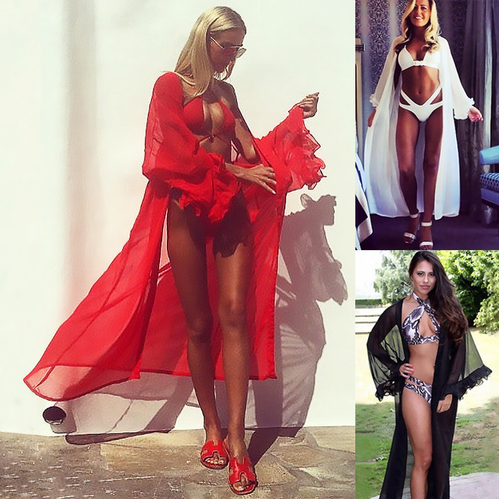 women sexy Long sleeve cardigan sunscreen clothing lace bikinis chiffon swimsuit party swimsuit