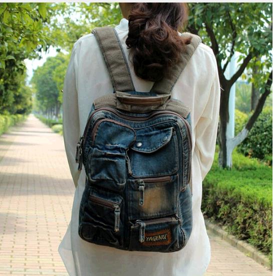 Vintage backpack Women Denim Casual Travel Rucksack Schoolbag Knapsack Backpack Girls student bag