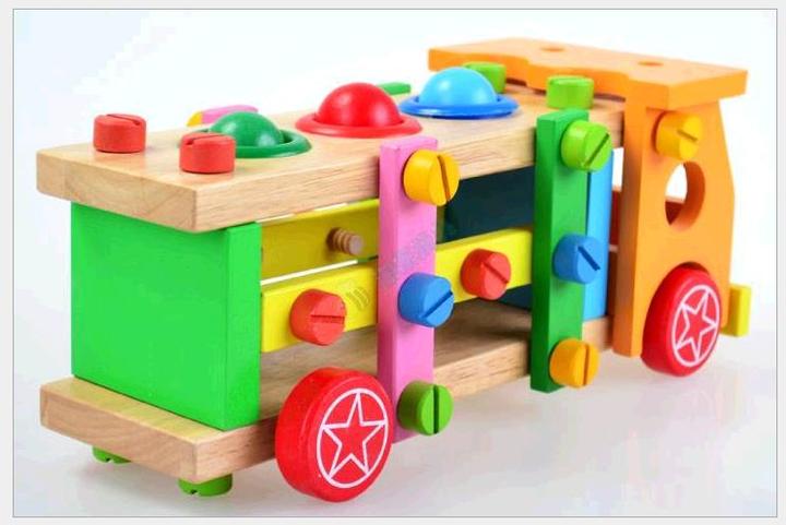 Children disassembly nut Toy Puzzle Toy Wooden Toy knock ball screw car