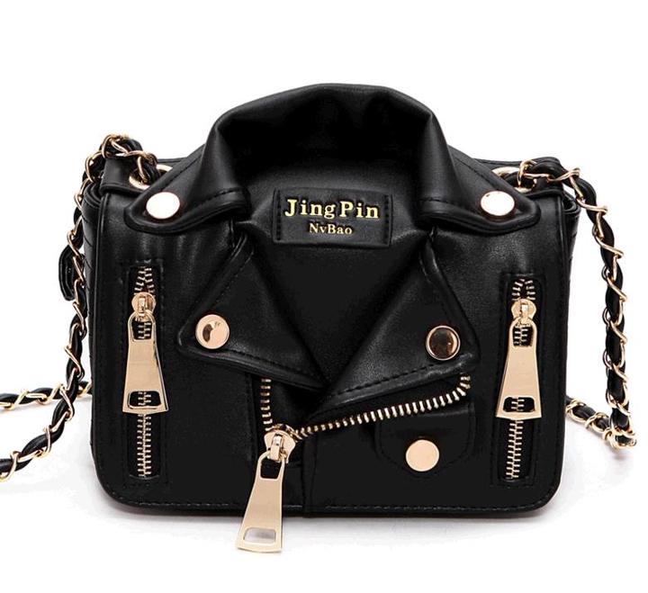 pu leather women bag chain rivets sloping shoulder bags jackets sytle shoulder bag